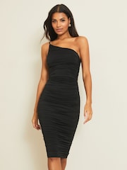 Lipsy Black One Shoulder Slinky Midi Dress - Image 2 of 3