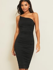 Lipsy Black One Shoulder Slinky Midi Dress - Image 3 of 3