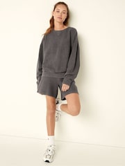 Victoria's Secret PINK Dark Charcoal Rib Grey Long Sleeve Sweatshirt - Image 1 of 1