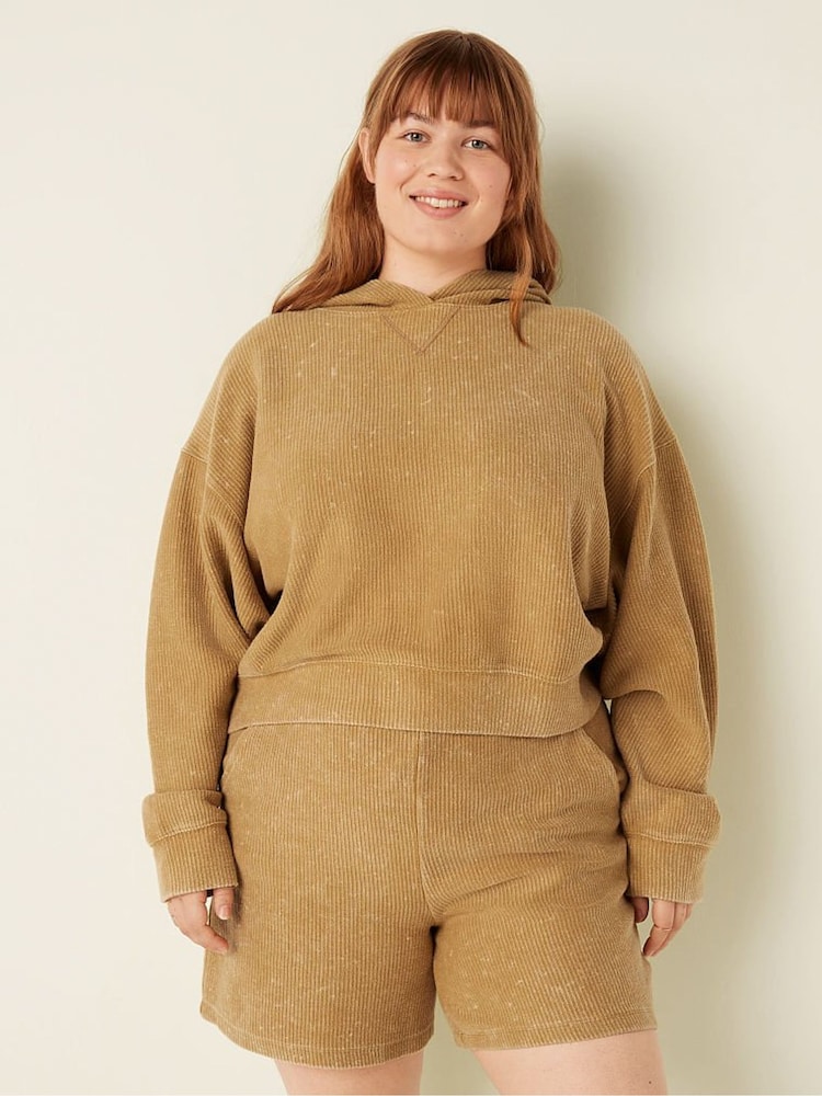 Victoria's Secret PINK Heavyweight Rib Crop Sweatshirt Hoodie - Image 1 of 5 Victoria's Secret PINK Heavyweight Rib Crop Sweatshirt Hoodie - Image 1 of 5