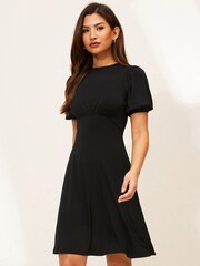 Lipsy Black Jersey Underbust Puff Sleeve Mini Dress - Image 1 of 1
