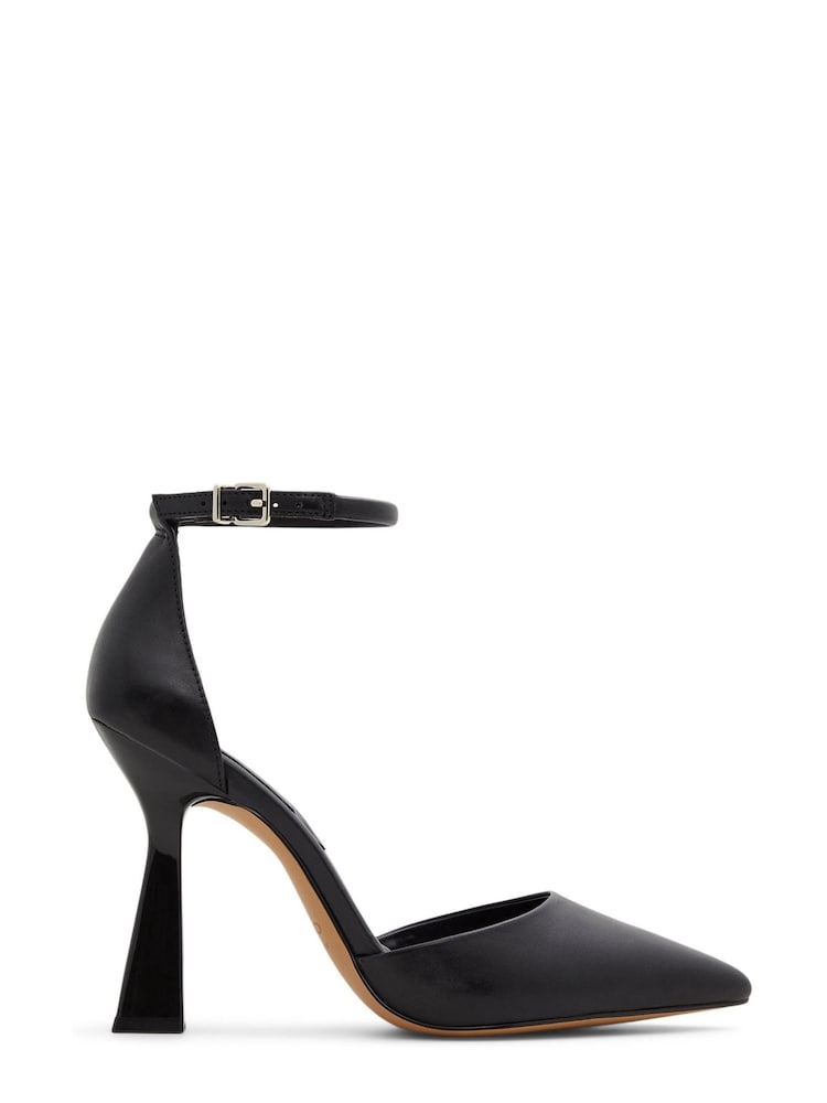 Aldo Black Leather Open Court Shoe With Comfort Padded Insole - Image 1 of 1