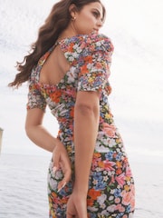 Mary Katrantzou x Lipsy Black Ditsy Ruched Maxi Summer Dress - Image 3 of 4