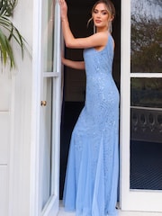 Sistaglam Blue Low Back Embellished Maxi Dress - Image 2 of 4