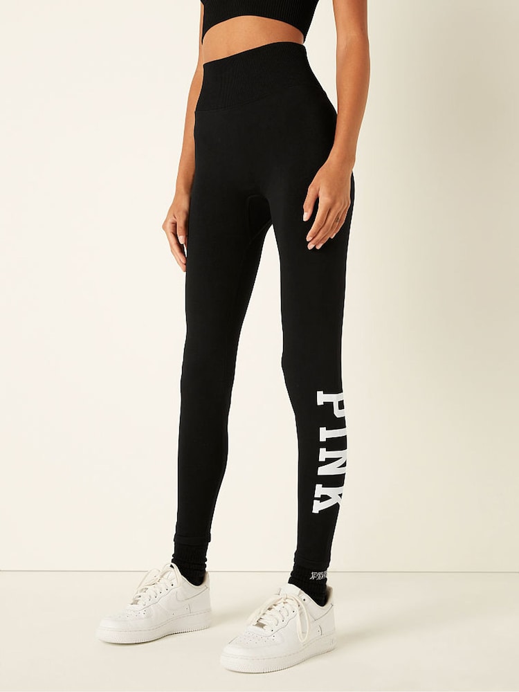 Victoria's Secret PINK Pure Black Seamless High Waist Full Length Workout Legging - Image 1 of 4
