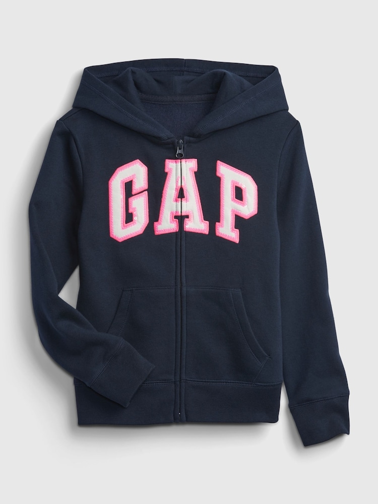 Gap Navy Blue/Pink Logo Zip Up Hoodie (4-13yrs) - Image 2 of 4