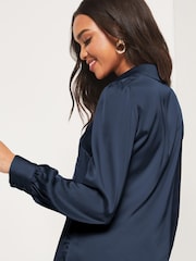 Lipsy Navy Front Pocket Button Through Shirt - Image 2 of 4