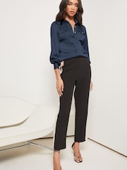 Lipsy Navy Front Pocket Button Through Shirt - Image 3 of 4