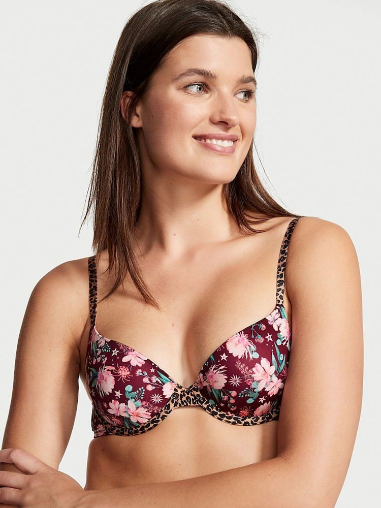 Victoria's Secret Kir Red Animal Floral Smooth Lightly Lined T-Shirt Bra - Image 1 of 3