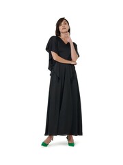 leem Black Frilled Shoulder Back Cord Dress - Image 1 of 5