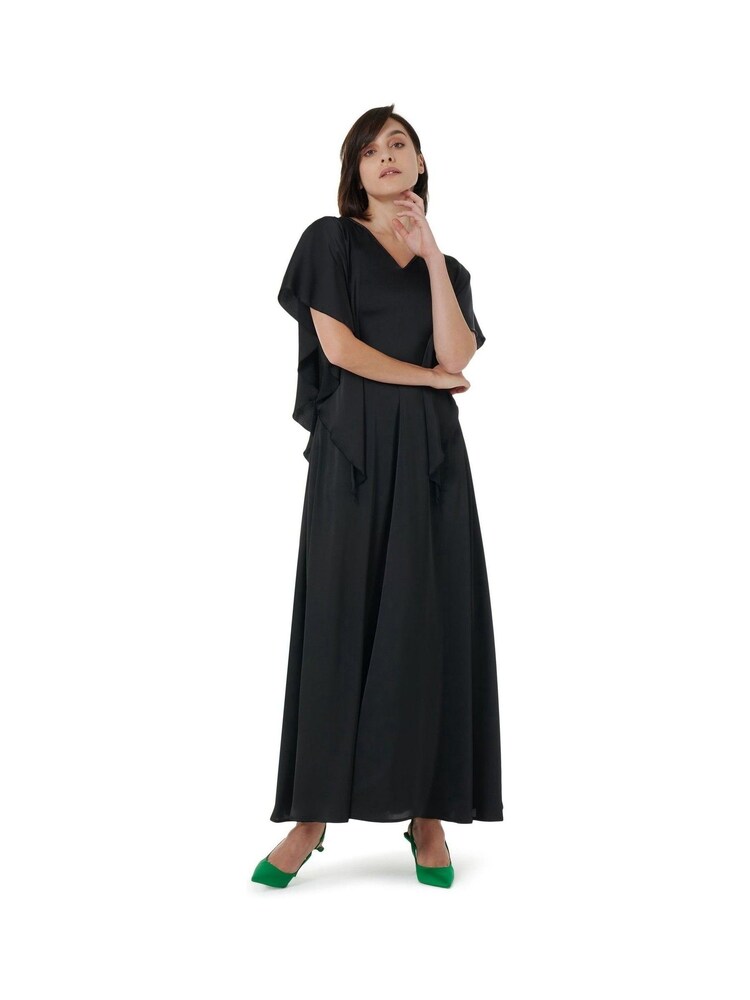 leem Black Frilled Shoulder Back Cord Dress - Image 1 of 5