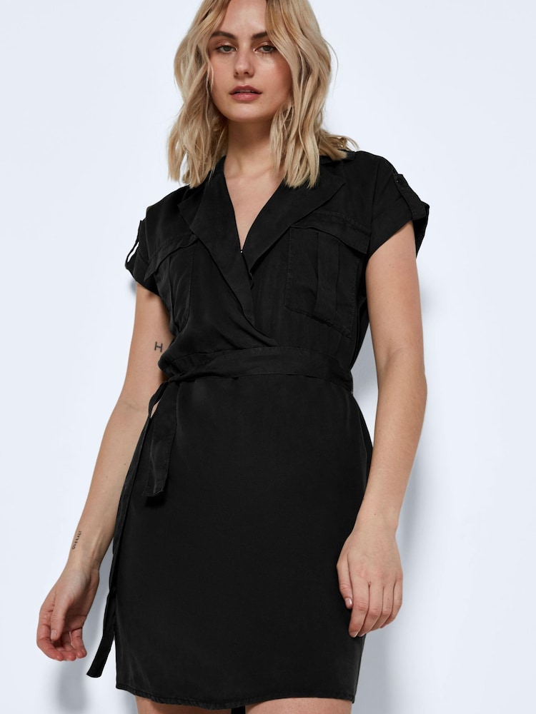 Noisy May Black Utility Cargo TENCEL™ Shirt Dress - Image 1 of 4