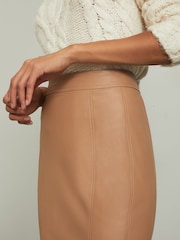 Lipsy Tan Faux Leather Pencil Skirt - Image 4 of 4