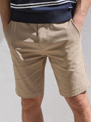 Threadbare Neutral Cotton Stretch Turn-Up Chino Shorts with Woven Belt - Image 1 of 4