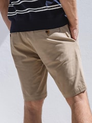 Threadbare Neutral Cotton Stretch Turn-Up Chino Shorts with Woven Belt - Image 2 of 4