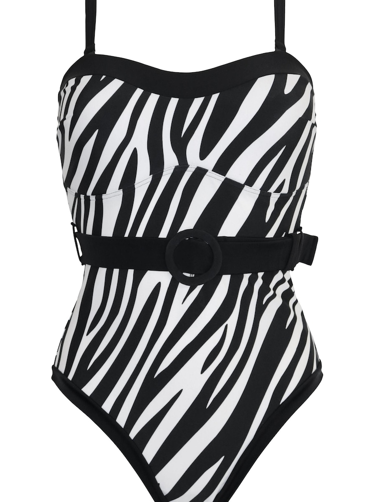 Blanc - Maillot de bain Pour Moi gainant à bretelles amovibles et ceinture - Image 4 of 5