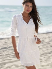 Lipsy White Broderie Smock Dress - Image 2 of 3