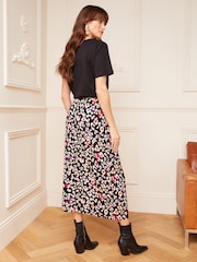 Love & Roses Black Animal Twist Midi Skirt - Image 3 of 4