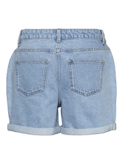 NOISY MAY light blue wash High Waist Mom Shorts - Image 5 of 5