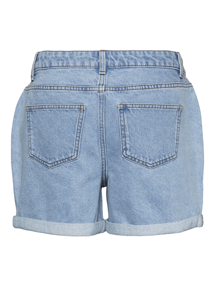 NOISY MAY light blue wash High Waist Mom Shorts - Image 5 of 5