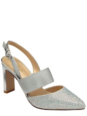 Lotus Footwear Silver Diamante Sling Bar Court Shoe - Image 1 of 1