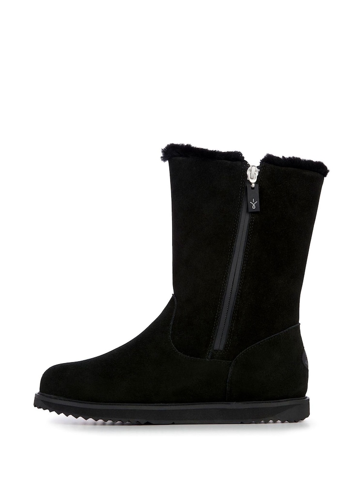 EMU Australia Black Waterproof Suede Calf Boot With Sheepskin Lining - Image 2 of 5
