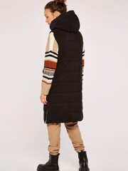 Apricot Black Padded Longline Hooded Gilet - Image 2 of 4