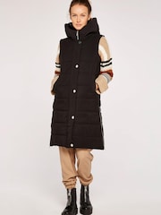 Apricot Black Padded Longline Hooded Gilet - Image 3 of 4
