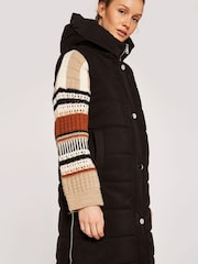 Apricot Black Padded Longline Hooded Gilet - Image 4 of 4