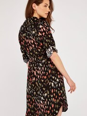 Apricot Black Brushstroke Drawstring Dress - Image 2 of 5