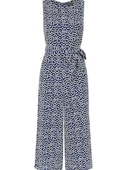 Mela Navy Blue Ditsy Floral Sleeveless Culotte Jumpsuit - Image 3 of 3