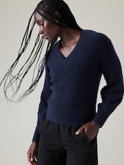 Athleta Navy Layover V-Neck Jumper - Image 3 of 5