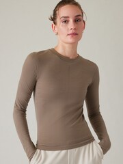 Athleta Brown Ascent Seamless Top - Image 1 of 5