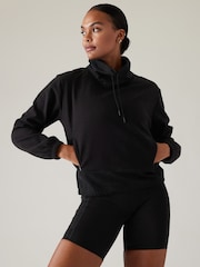 Athleta Black Triumph Hybrid Funnel Neck Sweatshirt - Image 1 of 6