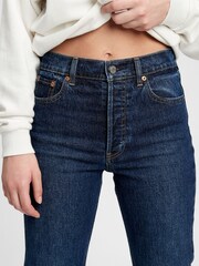Gap Dark Wash Blue High Waisted Cheeky Straight Leg Jeans - Image 4 of 5