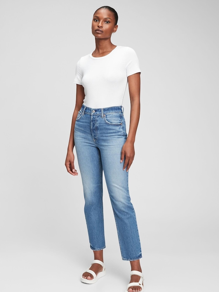Gap Light Blue High Waisted Cheeky Straight Jeans - Image 1 of 5