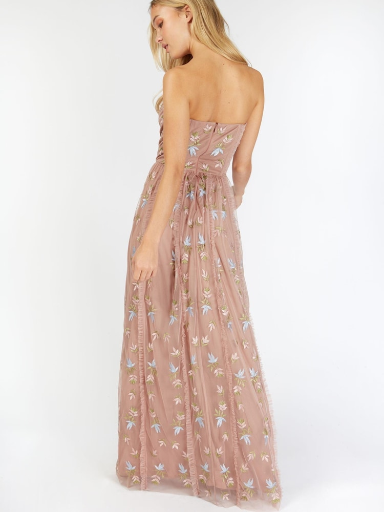 Little Mistress Light Pink Palermo Ice Embroidered Frill Maxi Dress - Image 2 of 4