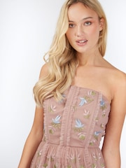 Little Mistress Light Pink Palermo Ice Embroidered Frill Maxi Dress - Image 4 of 4