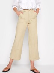 Long Tall Sally Neutral Twill Wide Leg Crop Trouser - Image 1 of 1