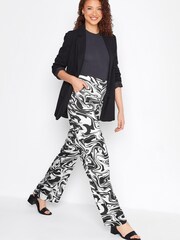 Long Tall Sally Black Marble Print Satin Wide Leg Trouser - Image 2 of 4