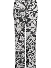 Long Tall Sally Black Marble Print Satin Wide Leg Trouser - Image 4 of 4