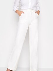 Long Tall Sally White Twill Wide Leg Trouser - Image 1 of 4