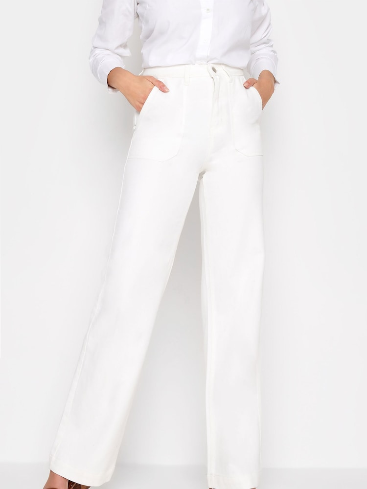 Long Tall Sally White Twill Wide Leg Trouser - Image 1 of 4