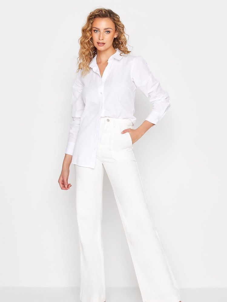 Long Tall Sally White Twill Wide Leg Trouser - Image 2 of 4