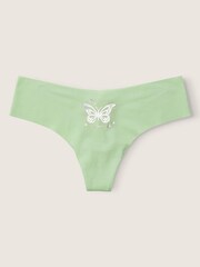 Victoria's Secret PINK Soft Jade with Graphic Green No Show Thong Knickers - Image 1 of 2