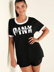 Victoria's Secret PINK Pure Black Short Sleeve T-Shirt - Image 1 of 1