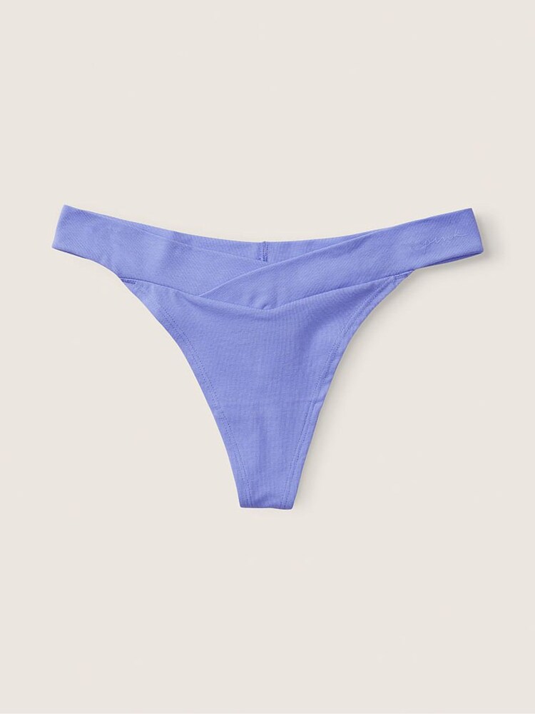 Victoria's Secret PINK Blue Violet Crossover Cotton Thong Knicker - Image 1 of 1 Victoria's Secret PINK Blue Violet Crossover Cotton Thong Knicker - Image 1 of 1