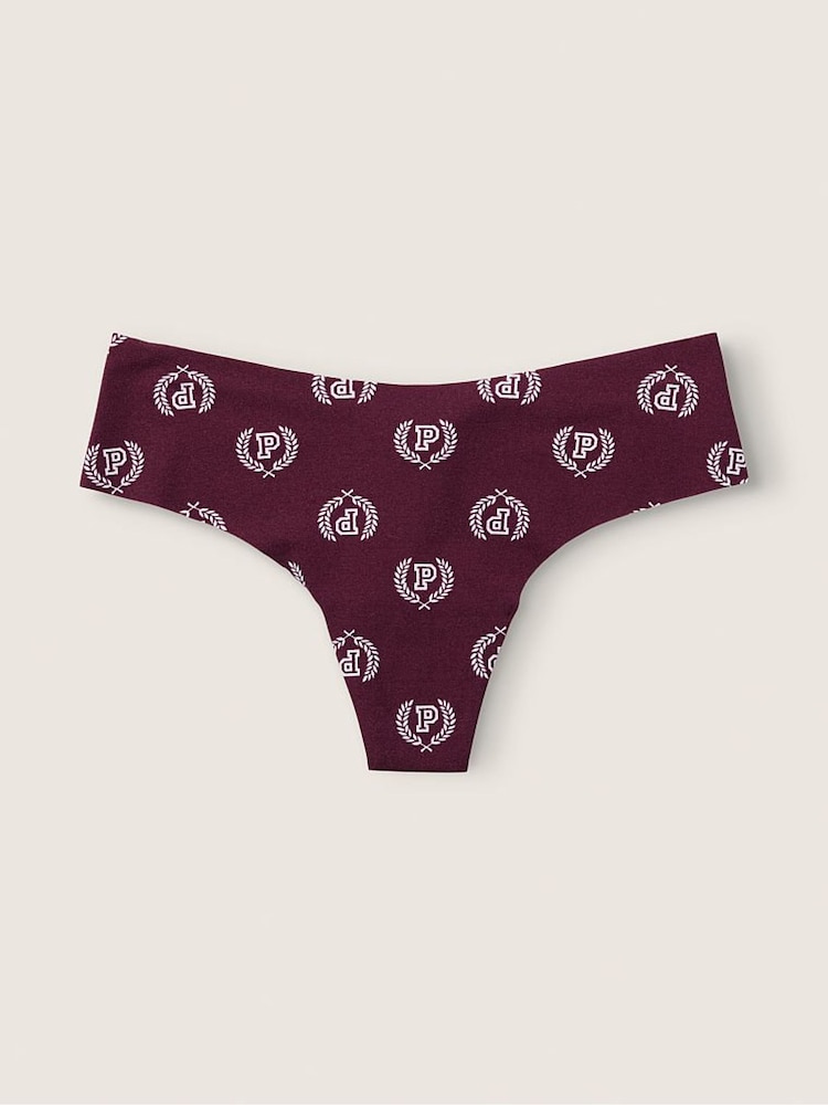 Victoria's Secret PINK Rich Maroon Seal Red No Show Thong Knickers - Image 1 of 1