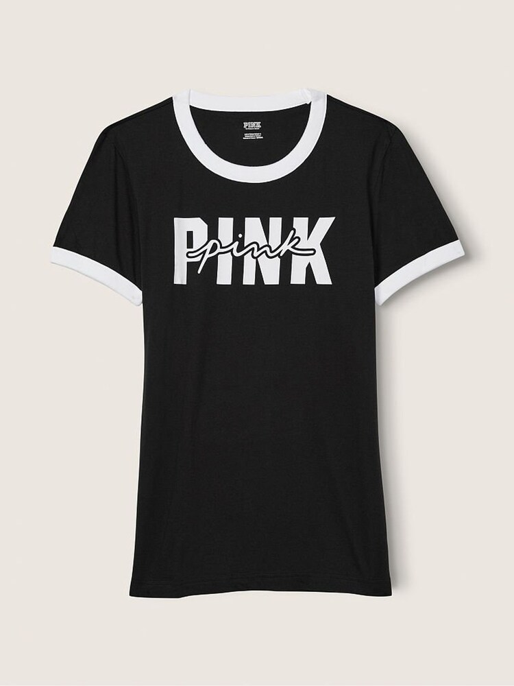 Victoria's Secret PINK Pure Black Short Sleeve T-Shirt - Image 4 of 4