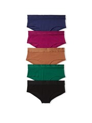 Victoria's Secret PINK Blue/Burgundy/Green/Black/Purple Hipster Logo 5 Pack Knickers - Image 1 of 1